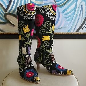 Turkish Suzani Embroidered Boots